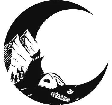 Sticker nature scène de camping en montagne - TenStickers