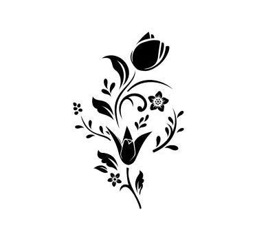 Sticker paroi de douche salle de bain tulipes avec feuilles - TenStickers
