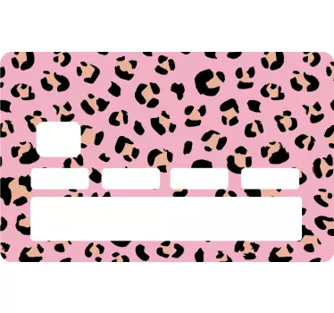 Sticker carte bancaire léopard noir et rose - TenStickers
