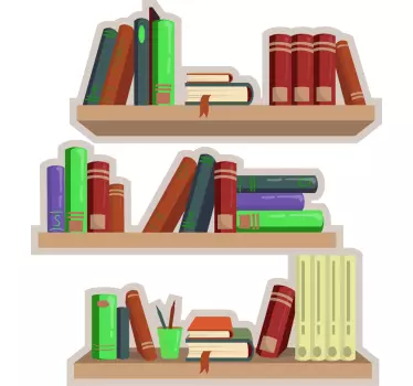 Sticker objet étagères à livres colorées - TenStickers