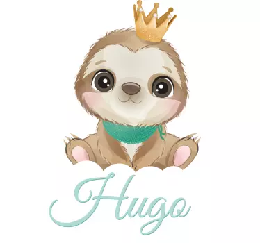 Sticker chambre enfant paresseux mignon avec prénom - TenStickers