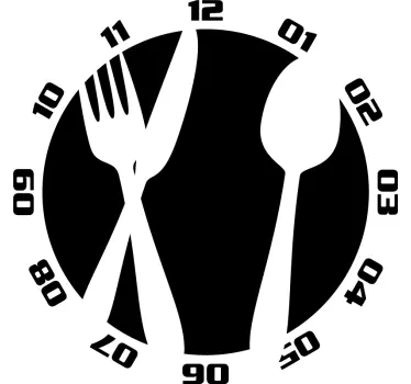 Sticker horloge couverts cuisine - TenStickers
