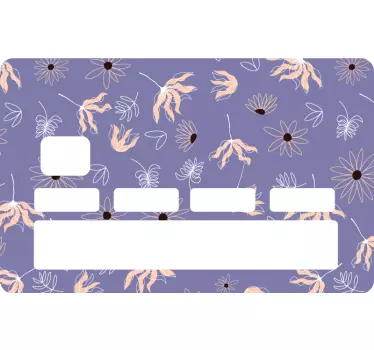 Sticker Carte Bancaire design orange et violet fleurs abstraites - TenStickers
