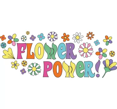 Sticker vintage rétro phrase flower power - TenStickers