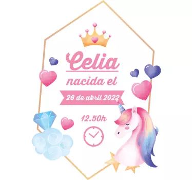 Sticker chambre enfant princesse couronnée personnalisé - TenStickers