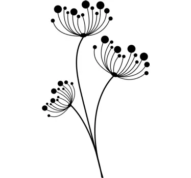 Sticker mural salon fleurs pissenlits monochromes - TenStickers