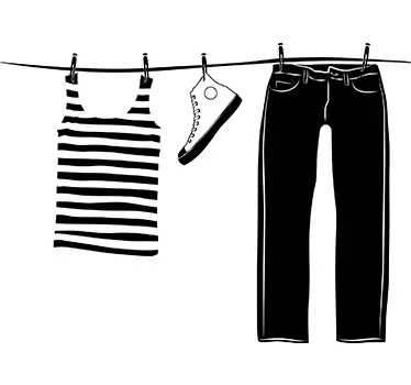 Sticker salle à manger corde à linge vêtements - TenStickers