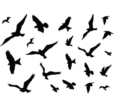Sticker mural salon oiseaux en groupe - TenStickers