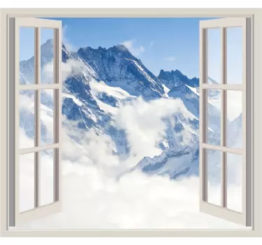Sticker trompe l'œil Alpes paysage - TenStickers