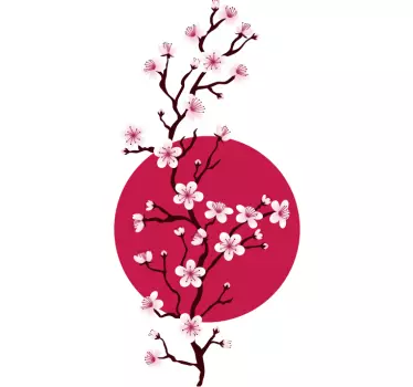 Sticker mural salon moderne fleurs Japon cerisier sakura - TenStickers