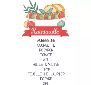 Sticker recette de cuisine ratatouille - TenStickers