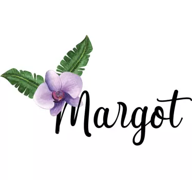 Sticker fleur orchidée prénom personnalisé - TenStickers