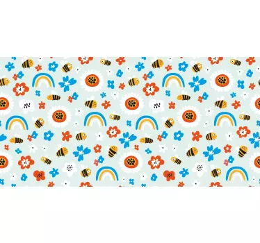 Sticker pour meuble fleurs et abeilles - TenStickers