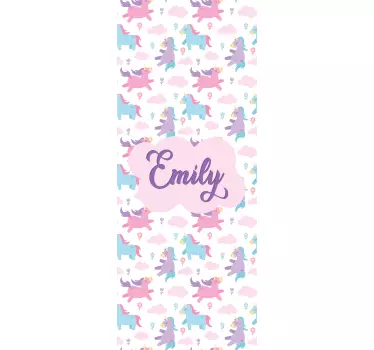 Sticker de porte motif licornes personnalisé - TenStickers