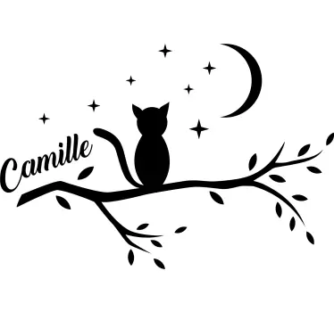 Sticker mural arbre et chat personnalisable - TenStickers