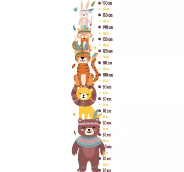 Toise autocollante animaux style indien - TenStickers