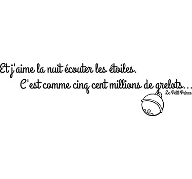 Sticker chambre enfant citation en français Petit Prince étoiles - TenStickers