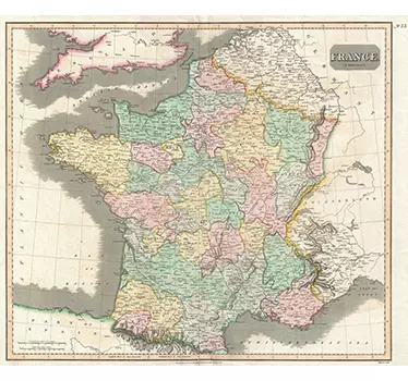 Sticker carte de France années 1800 - TenStickers