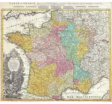 Sticker vintage carte de la France 18eme siècle - TenStickers