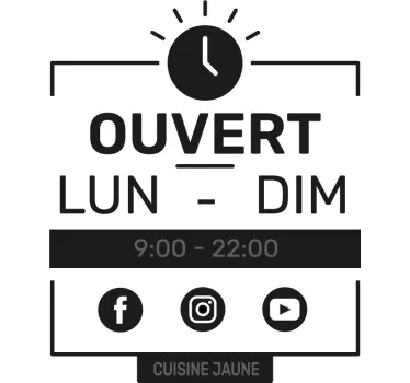 Sticker vitrine horaires et réseaux sociaux - TenStickers