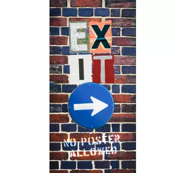 Sticker porte original style urbain avec panneau sortie - TenStickers