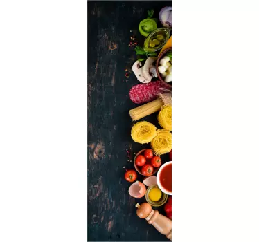Autocollant frigo vinyle nourriture sur bois - TenStickers