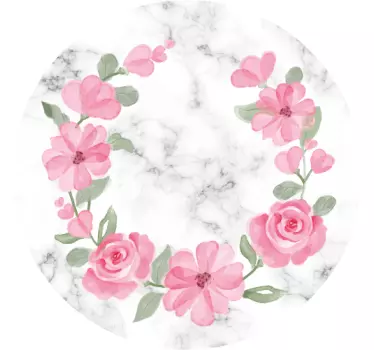 Sticker Mural couronne de fleurs avec marbre - TenStickers