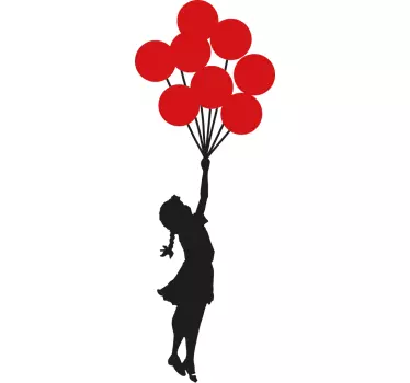 Sticker mural salon Banksy fille avec des ballons Graffiti - TenStickers