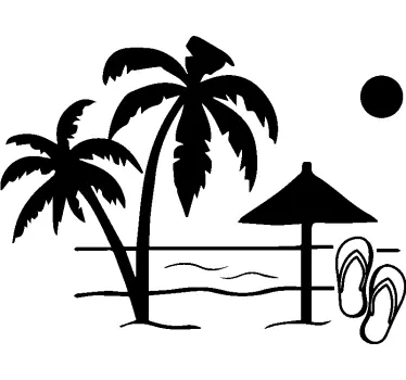 Sticker camping car plage et palmiers - TenStickers