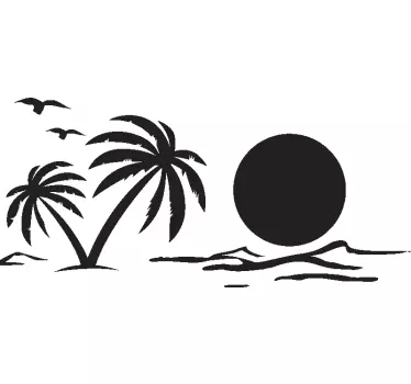 Sticker camping car coucher de soleil et palmiers - TenStickers