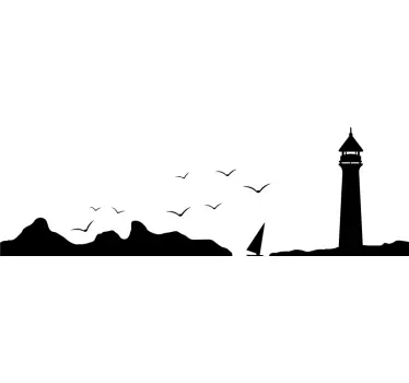Sticker camping car phare mer - TenStickers
