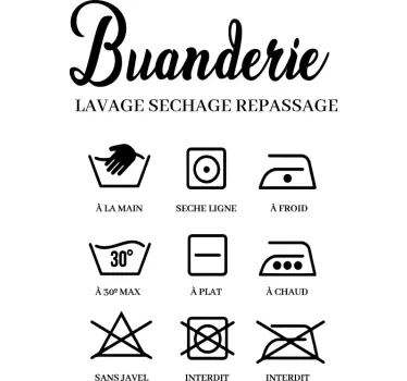 Sticker mural buanderie icônes de lavage à laver - TenStickers
