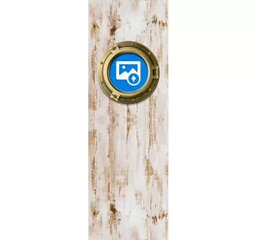 Sticker porte trompe l'œil fenêtre navire sur bois - TenStickers