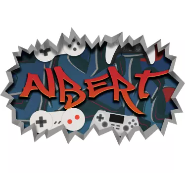 Sticker chambre ado graffiti gamer personnalisable - TenStickers