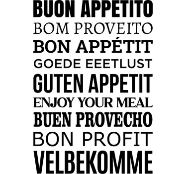 Sticker salle à manger Bon Appétit plurilingue - TenStickers
