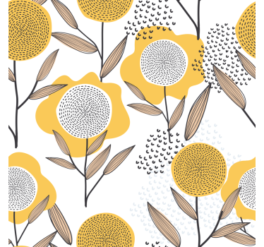 Sticker motif floral abstrait jaune - TenStickers