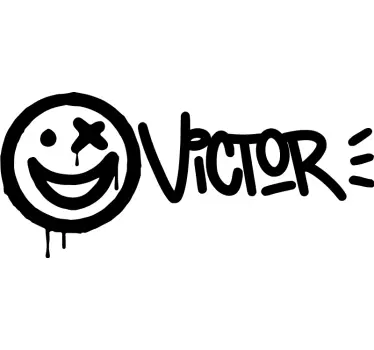 Sticker graffiti nom personnalisé et smiley - TenStickers