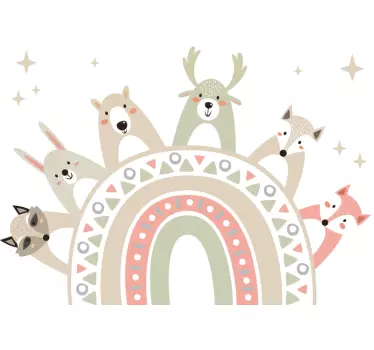 Sticker chambre enfant arc-en-ciel et animaux - TenStickers