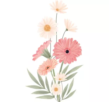 Sticker salle de bain fleurs roses et blanches - TenStickers