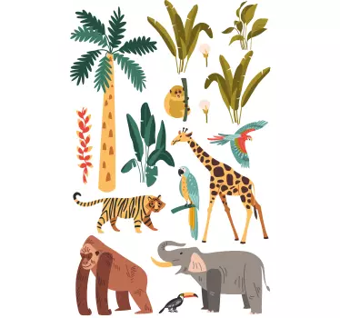 Sticker chambre enfant animaux de la jungle - TenStickers