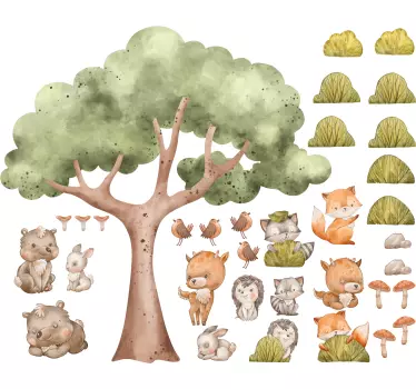 Sticker chambre enfant animaux de la forêt mignons - TenStickers