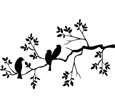 Sticker mural pour chambre arbre motif oiseaux - TenStickers