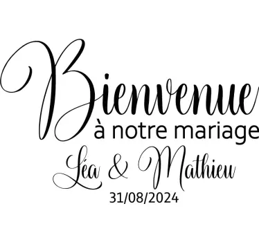 Sticker mariage noms personnalisables bienvenue - TenStickers