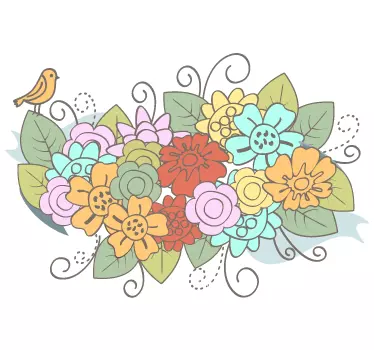 Autocollant mural bouquet de fleurs pastel - TenStickers
