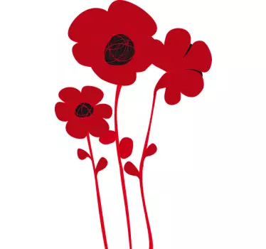 Sticker fleurs coquelicots asiatiques - TenStickers