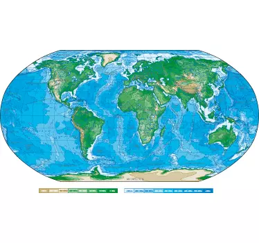 Autocollant mural dessin carte arrondie - TenStickers