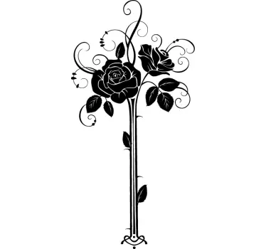 Autocollant mural floral vase rose - TenStickers