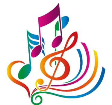 Sticker chambre ado musique notes en couleur - TenStickers