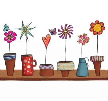 Autocollant mural pots de fleurs - TenStickers