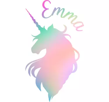 Sticker chambre enfant silhouette licorne personnalisable - TenStickers